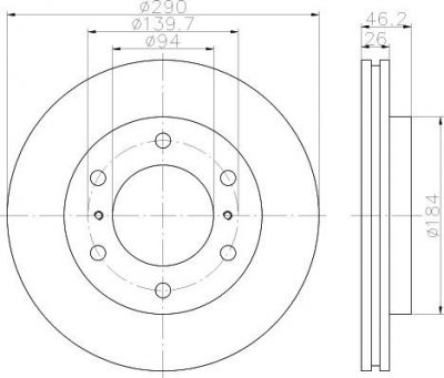 Hella 8DD 355 114-571 тормозной диск на MITSUBISHI PAJERO IV (V8_W, V9_W)