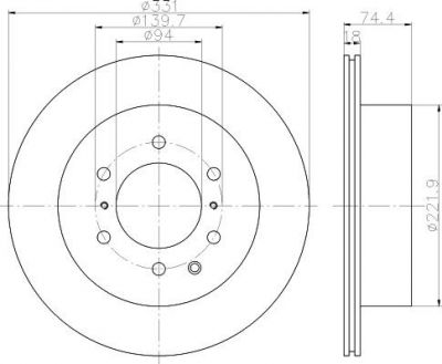 Hella 8DD 355 114-591 тормозной диск на MITSUBISHI PAJERO IV (V8_W, V9_W)