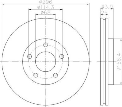 Hella 8DD 355 114-601 тормозной диск на NISSAN QASHQAI / QASHQAI +2 (J10, JJ10)