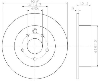 Hella 8DD 355 114-611 тормозной диск на NISSAN QASHQAI / QASHQAI +2 (J10, JJ10)