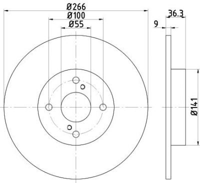 Hella 8DD 355 114-781 тормозной диск на TOYOTA COROLLA Wagon (__E11_)