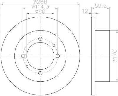 Hella 8DD 355 114-821 тормозной диск на HYUNDAI SONATA II (Y-2)