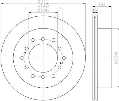 Hella 8DD 355 114-861 тормозной диск на TOYOTA LAND CRUISER 90 (_J9_)