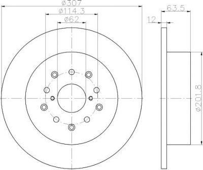 Hella 8DD 355 114-931 тормозной диск на TOYOTA CELSIOR (UCF3_)