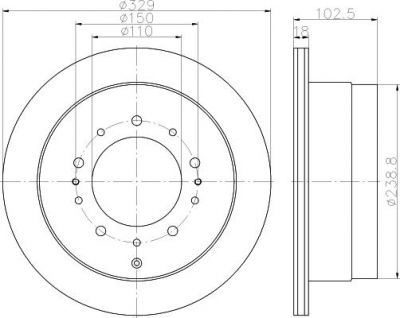 Hella 8DD 355 115-061 тормозной диск на TOYOTA LAND CRUISER 100 (FZJ1_, UZJ1_)