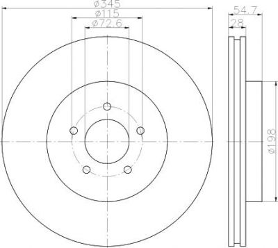 Hella 8DD 355 115-471 тормозной диск на CHRYSLER 300 C Touring (LX)