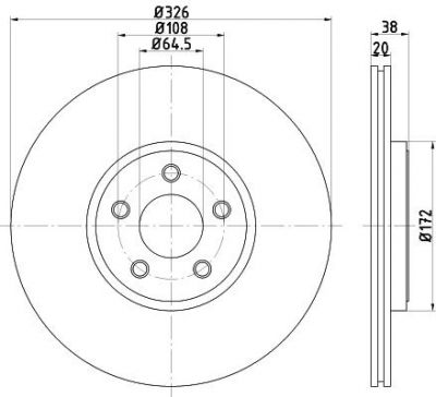 Hella 8DD 355 115-581 тормозной диск на JAGUAR XK кабрио (QQ6_, _J43_)