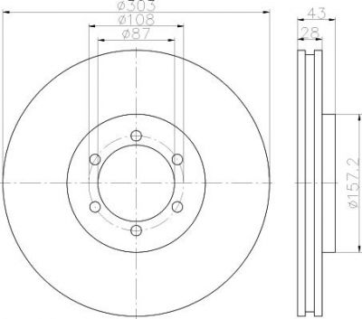 Hella 8DD 355 115-721 тормозной диск на HYUNDAI TERRACAN (HP)