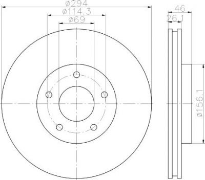 Hella 8DD 355 115-911 тормозной диск на MITSUBISHI ASX (GA_W_)