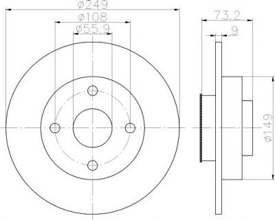 Hella 8DD 355 116-081 тормозной диск на DS DS 4 / DS 4 CROSSBACK