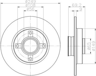 Hella 8DD 355 116-431 тормозной диск на PEUGEOT 208