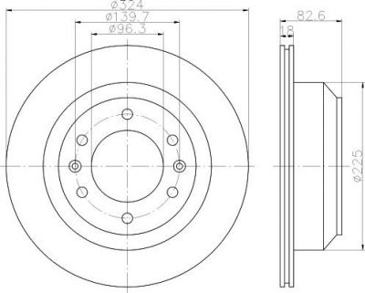 Hella 8DD 355 116-491 тормозной диск на HYUNDAI H-1 Cargo (TQ)