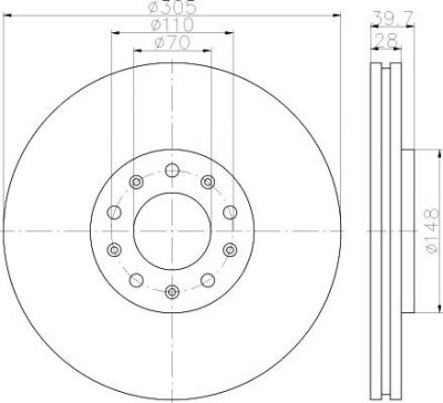 Hella 8DD 355 116-641 тормозной диск на ALFA ROMEO 159 (939)