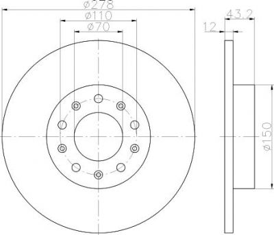 Hella 8DD 355 116-671 тормозной диск на ALFA ROMEO 159 (939)