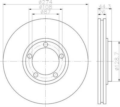 Hella 8DD 355 116-741 тормозной диск на HYUNDAI H-1 Cargo (TQ)