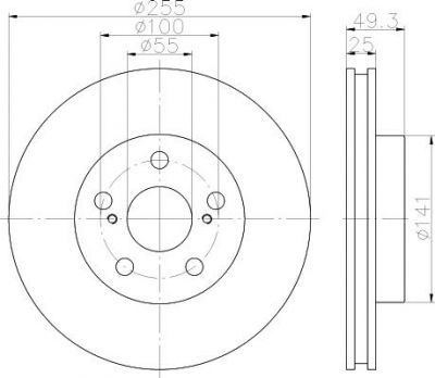 Hella 8DD 355 116-981 тормозной диск на TOYOTA PRIUS (ZVW3_)