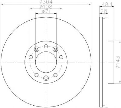 Hella 8DD 355 117-331 тормозной диск на PEUGEOT 508 SW