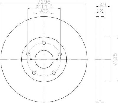 Hella 8DD 355 117-431 тормозной диск на TOYOTA CAMRY седан (_XV4_)