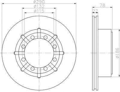 Hella 8DD 355 117-611 тормозной диск на RENAULT TRUCKS MASCOTT c бортовой платформой/ходовая часть