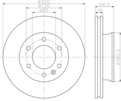 Hella 8DD 355 117-621 тормозной диск на MERCEDES-BENZ SPRINTER 3,5-t c бортовой платформой/ходовая часть (906)