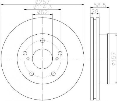Hella 8DD 355 117-821 тормозной диск на TOYOTA HILUX III пикап (KUN_, TGN_, LAN_, GGN_)