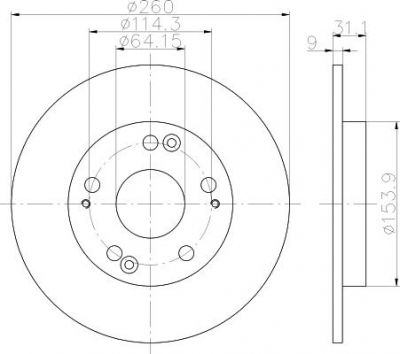 Hella 8DD 355 117-901 тормозной диск на HONDA CR-Z (ZF1)