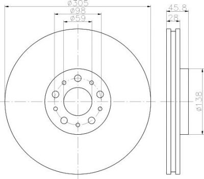 Hella 8DD 355 117-951 тормозной диск на FIAT DOBLO c бортовой платформой/ходовая часть (263)