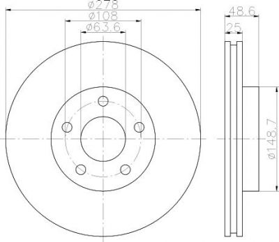 Hella 8DD 355 117-961 тормозной диск на FORD FOCUS III Turnier