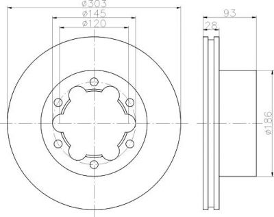 Hella 8DD 355 118-061 тормозной диск на MERCEDES-BENZ SPRINTER 5-t c бортовой платформой/ходовая часть (906)