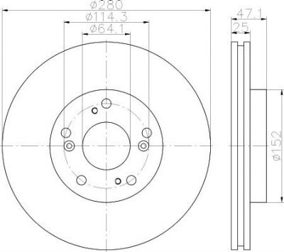 Hella 8DD 355 118-191 тормозной диск на HONDA CIVIC IX (FK)