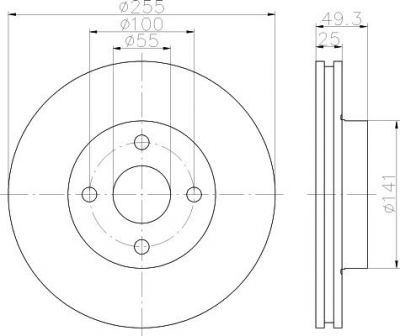 Hella 8DD 355 118-621 тормозной диск на TOYOTA COROLLA (CDE12_, ZZE12_, NDE12_, ZDE12_)