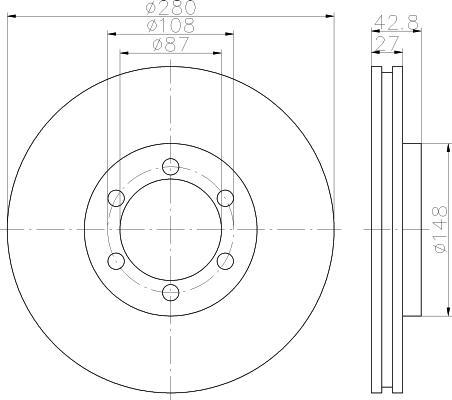 Hella 8DD 355 118-681 тормозной диск на HYUNDAI TERRACAN (HP)