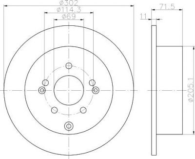 Hella 8DD 355 119-051 тормозной диск на HYUNDAI SANTA FE II (CM)