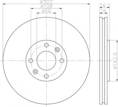 Hella 8DD 355 119-161 тормозной диск на PEUGEOT 5008