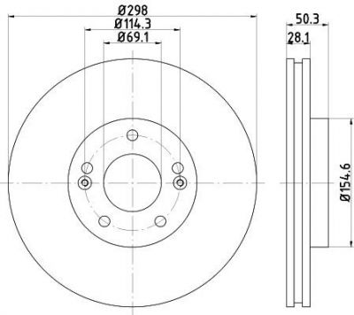 Hella 8DD 355 119-251 тормозной диск на HYUNDAI SANTA FE II (CM)