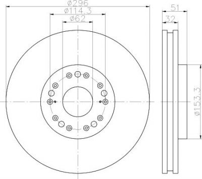 Hella 8DD 355 119-381 тормозной диск на TOYOTA CELSIOR (UCF3_)