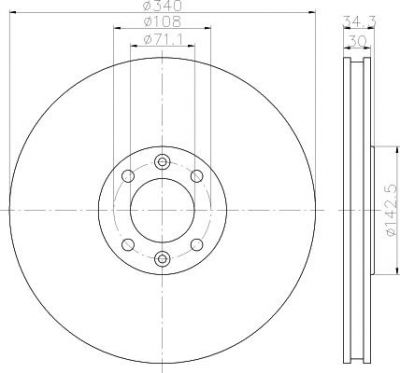 Hella 8DD 355 119-641 тормозной диск на DS DS 4 / DS 4 CROSSBACK