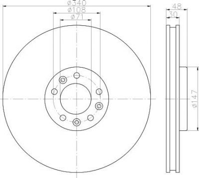 Hella 8DD 355 119-651 тормозной диск на PEUGEOT 508 SW