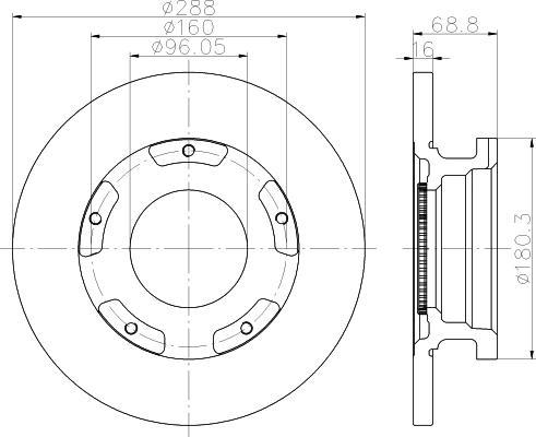 Hella 8DD 355 120-181 тормозной диск на FORD TOURNEO CUSTOM автобус