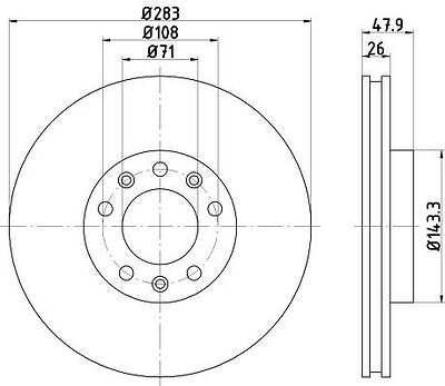 Hella 8DD 355 120-481 тормозной диск на PEUGEOT 308 SW II