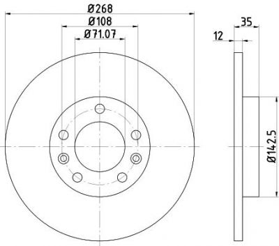 Hella 8DD 355 120-491 тормозной диск на PEUGEOT 308 SW II