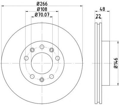 Hella 8DD 355 120-541 тормозной диск на PEUGEOT 308 SW II