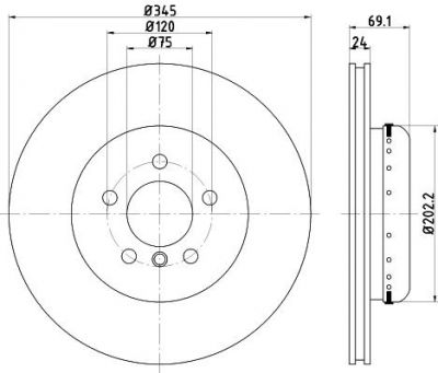 Hella 8DD 355 120-871 тормозной диск на 5 Touring (F11)