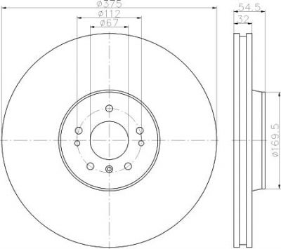 Hella 8DD 355 121-511 тормозной диск на MERCEDES-BENZ M-CLASS (W164)
