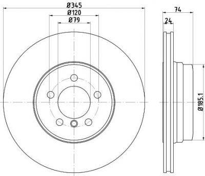 Hella 8DD 355 122-251 тормозной диск на 7 (E65, E66, E67)