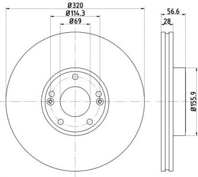Hella 8DD 355 122-461 тормозной диск на HYUNDAI GENESIS купе