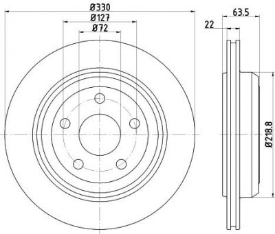 Hella 8DD 355 122-511 тормозной диск на JEEP GRAND CHEROKEE IV (WK, WK2)