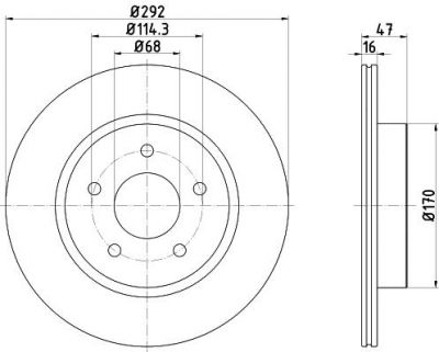 Hella 8DD 355 123-061 тормозной диск на NISSAN X-TRAIL (T32_)