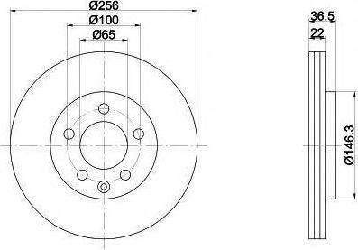 HELLA Диск тормозной AUDI A2/A3/VW GOLF IV/V/SKODA FABIA/OCTAVIA передний вент.D=256мм (1J0615301D, 8DD355105-361)