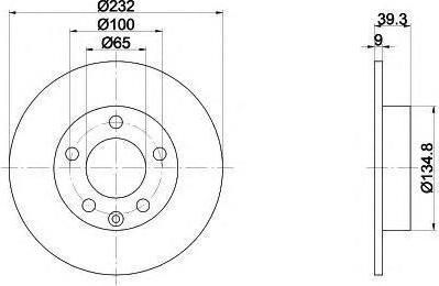 HELLA Диск тормозной AUDI A3 97>03/VOLKSWAGEN G4/G5/POLO 02> R15 задний (1J0615601, 8DD355105-411)